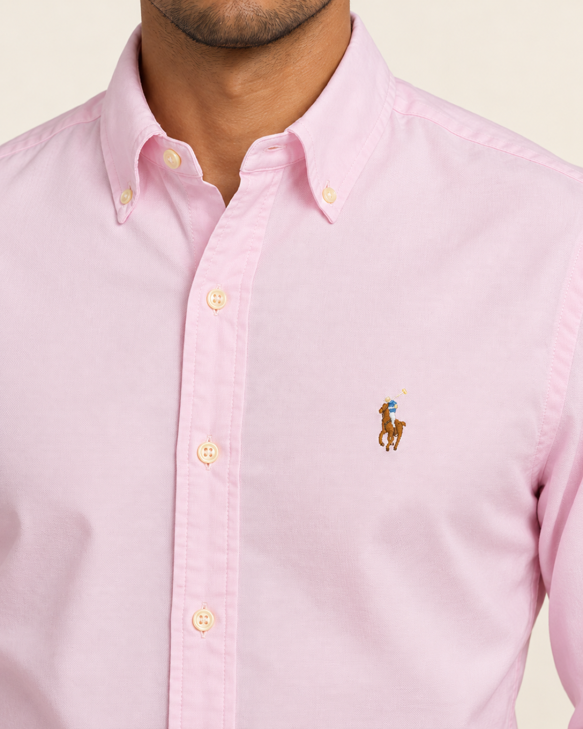 RL — Powder Pink Button-Down Shirt — detail view