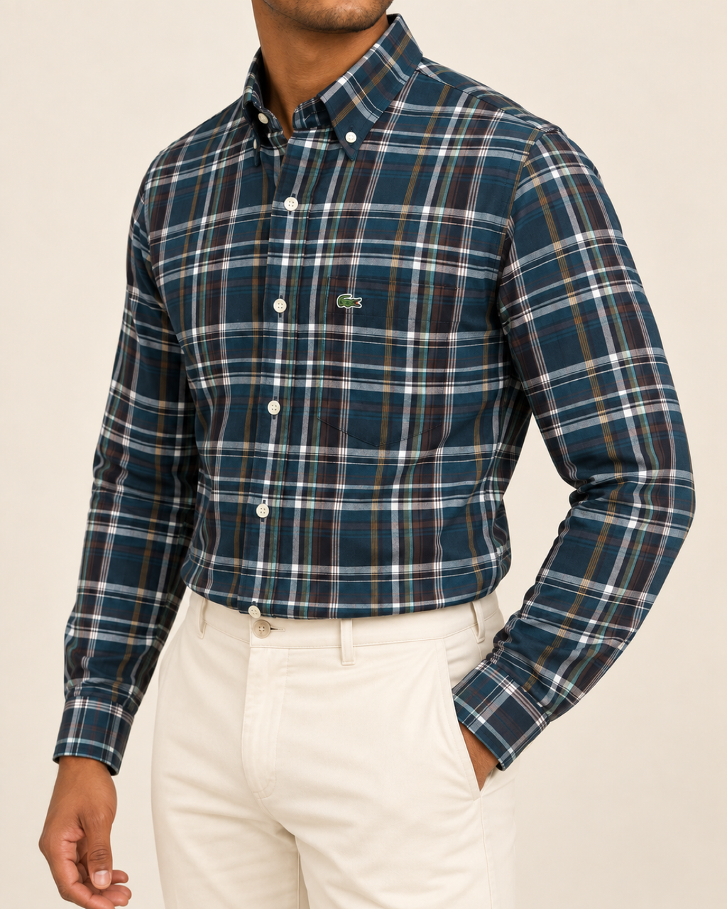 LCST — Deep Teal Plaid Button-Down Shirt — side view