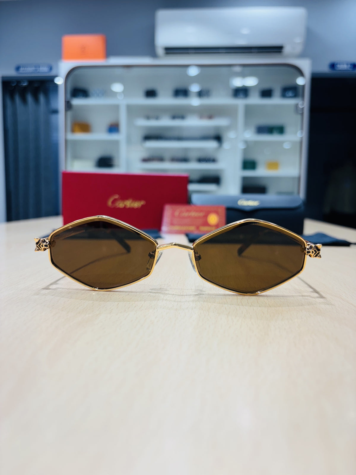 CR — Gold Brown Geometric Sunglasses – Model 19 - actual product photograph 1