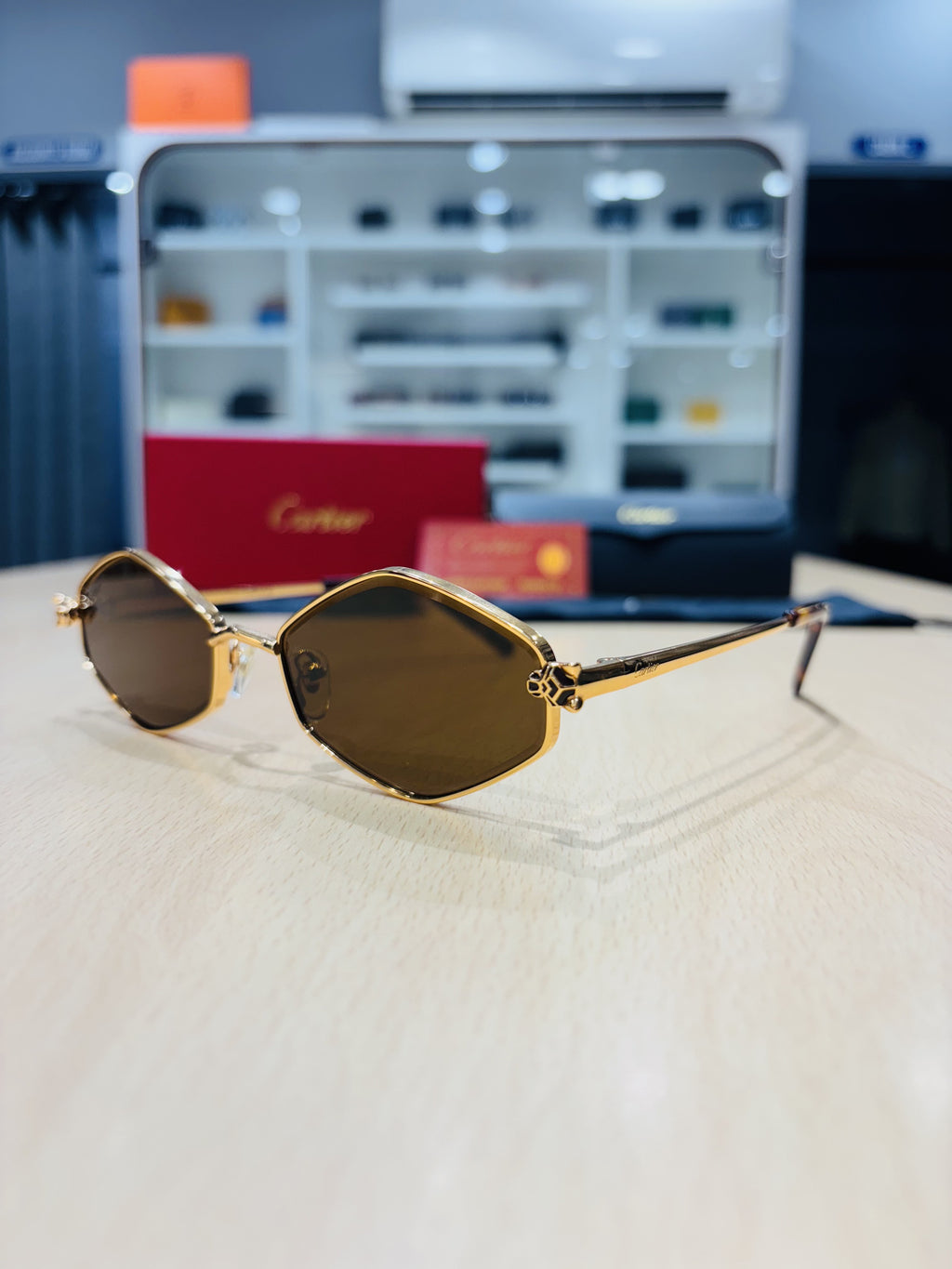 CR — Gold Brown Geometric Sunglasses – Model 19 - actual product photograph 2
