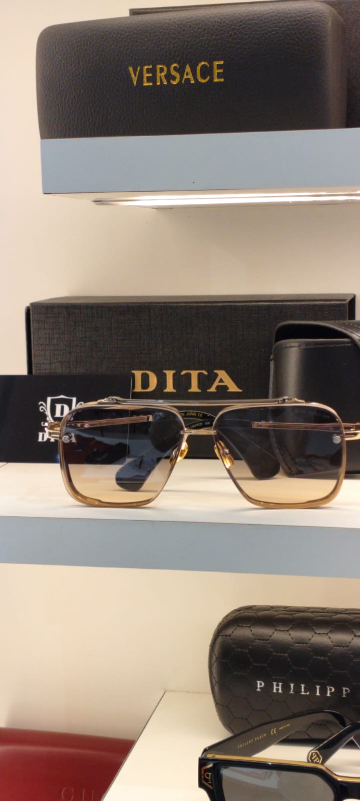 DITA — Gold Smoke Square Sunglasses – Model 1 - actual product photograph 1