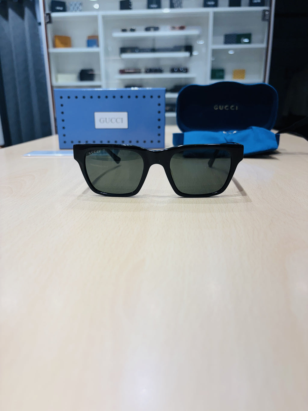 GG — Black Green-Lens Square Sunglasses – Model 3 - actual product 1