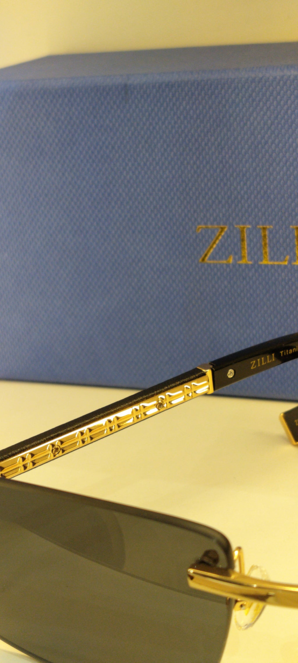 ZL — Gold Smoke Rectangular Sunglasses – Model 2 - actual product photograph 2