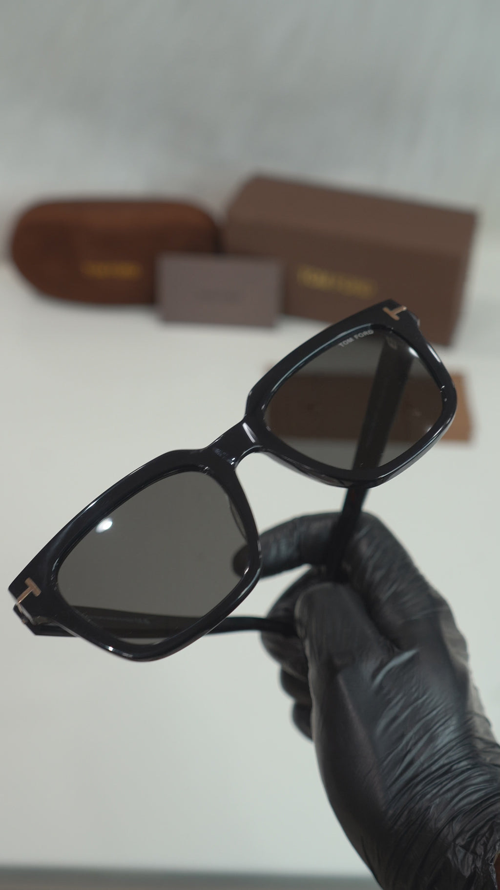 TF — FT6027-B 001 Glossy Black Square Sunglasses — silent high-quality complete detailing video